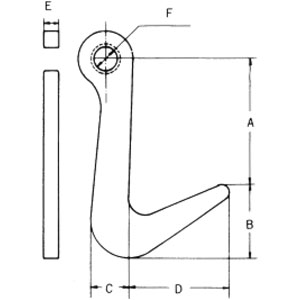 鹰牌F型钢板吊钩尺寸图