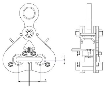 KB-100型三木横吊钢板钳尺寸图