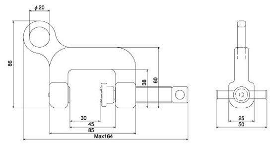 SB-4型三木螺旋锁紧夹具尺寸图