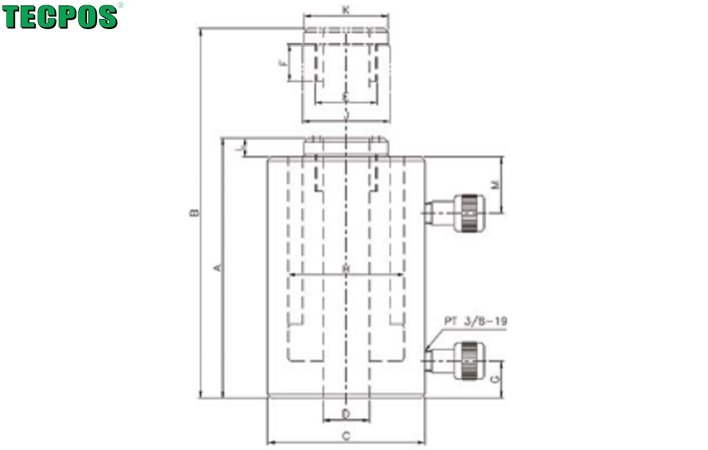 TECPOS TDCH中空分离式千斤顶尺寸图